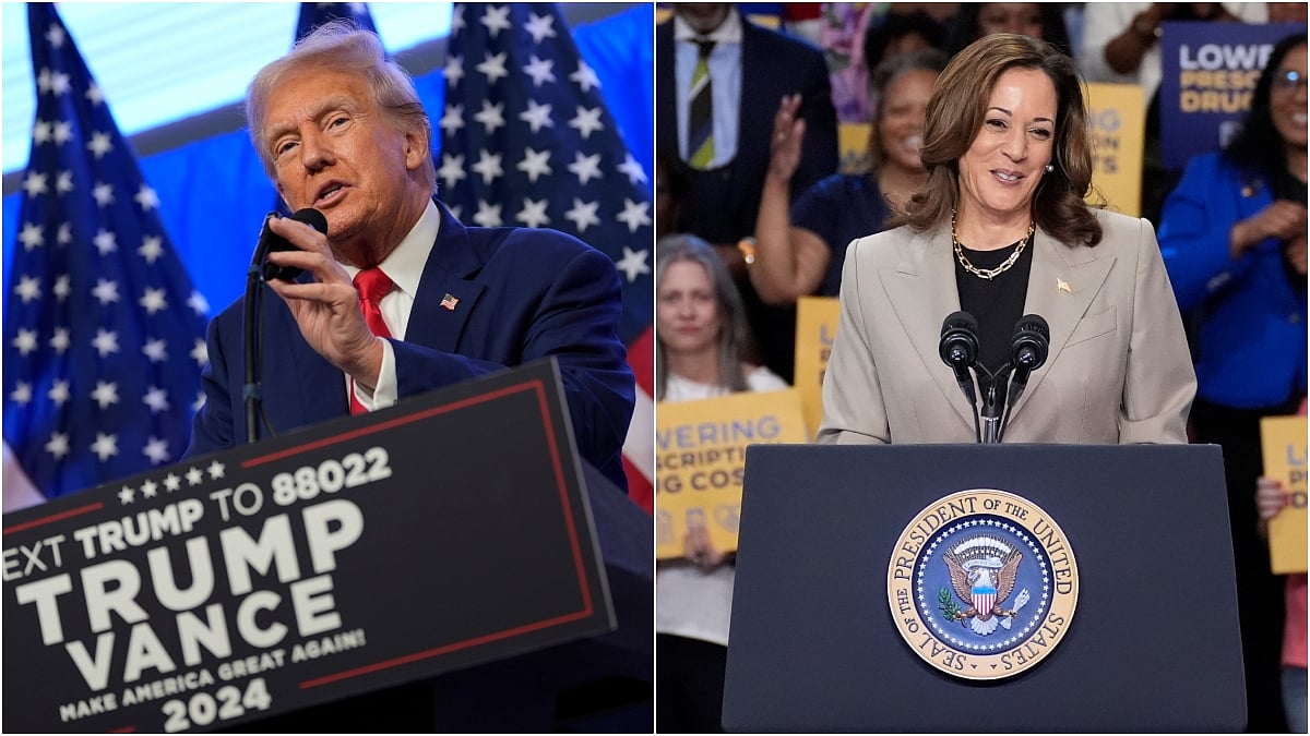 L: Former US President Donald Trump | R: Vice President Kamala Harris   - | Photo: AP